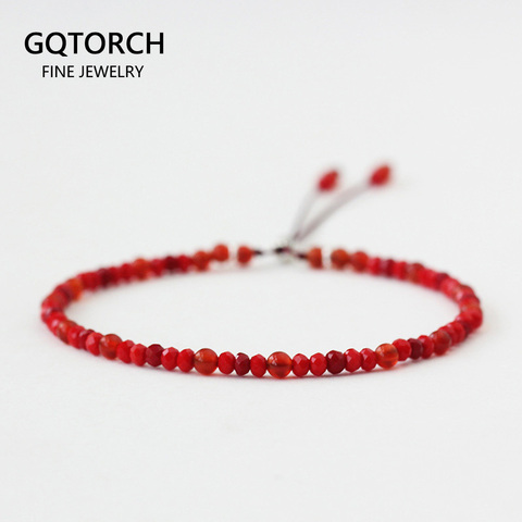 Pulsera de hilo hecho a mano de piedra Natural 3mm cuerda roja pequeñas cuentas de ónix pulseras delgadas para mujeres 925 Plata Reiki Yoga de la joyería DIY ► Foto 1/6