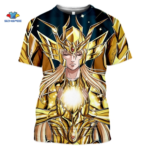 SONSPEE-Camiseta clásica de Saint Seiya para mujer, camisetas con estampado en 3D, camiseta de manga corta de estilo Harajuku, ropa para Calle de hombre, Top de verano ► Foto 1/6