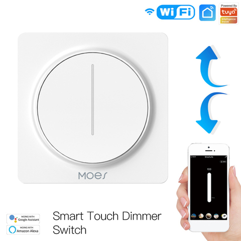 Interruptor de luz inteligente WiFi 100-240V, interruptor regulador giratorio, Control remoto, estándar europeo, para funciona con Alexa ► Foto 1/6
