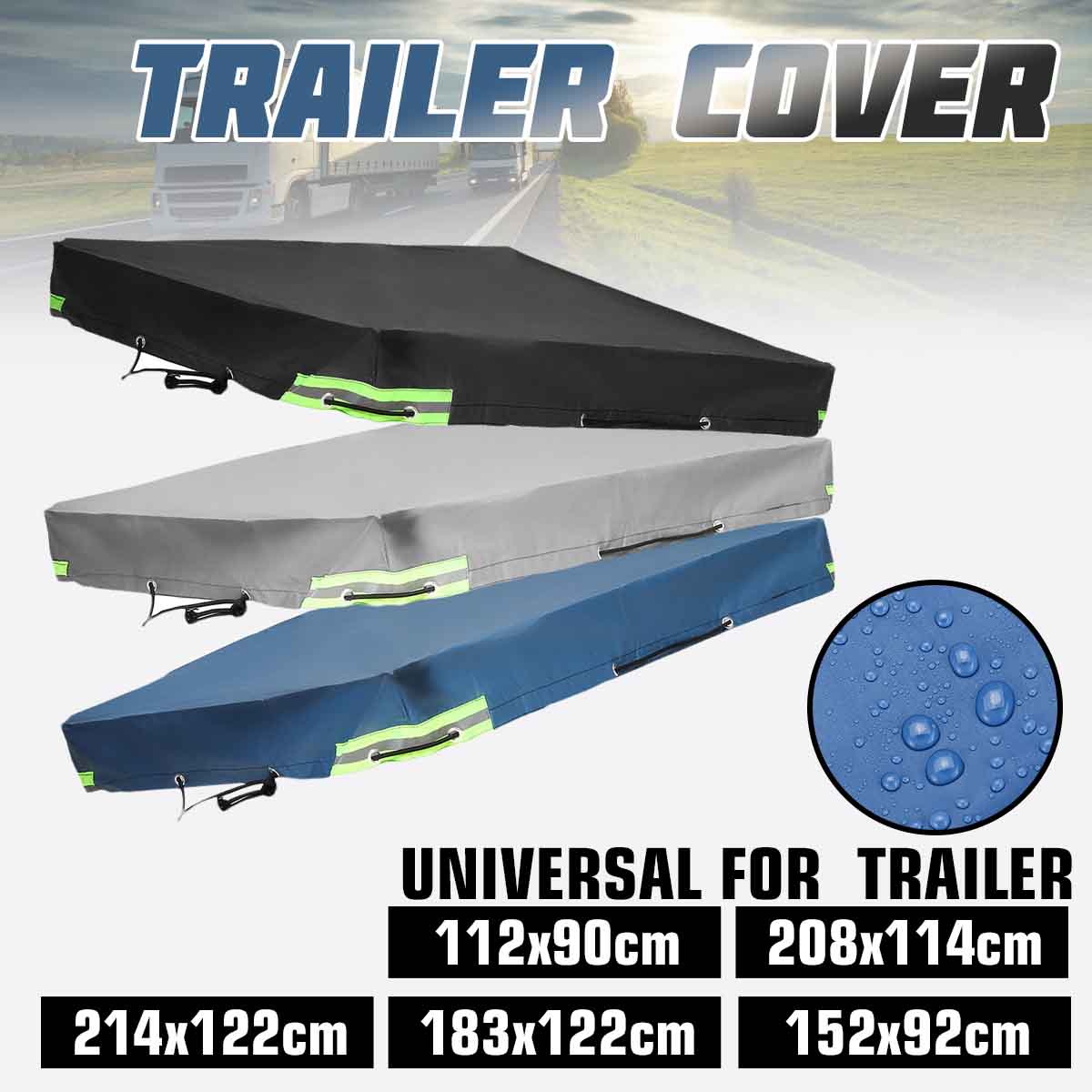 Cubierta Universal para remolque de coche, plegable, impermeable, Anti UV, protector solar, con tira reflectante para remolque de 500kg y 700kg ► Foto 1/6