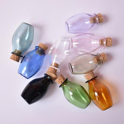 Mini botellas de Color de cristal con corcho, frascos pequeños de