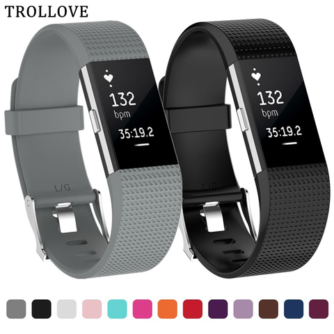 Fitbit-pulsera de colores para reloj inteligente, repuesto de correa de silicona suave para reloj inteligente Fitbit Charge 2, 19 unidades ► Foto 1/6