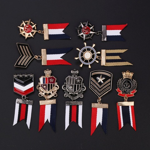 Nuevo británico estilo corona estrella hombres de camisa de traje de cinta metálica insignia Pin de solapa y broches, pulsera de joyería de moda regalos ► Foto 1/6