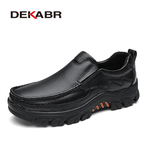 DEKABR 100% zapatos de hombre de cuero genuino mocasines casuales de hombre suaves zapatos de hombre de alta calidad transpirables hombres de moda pisos de lujo ► Foto 1/6