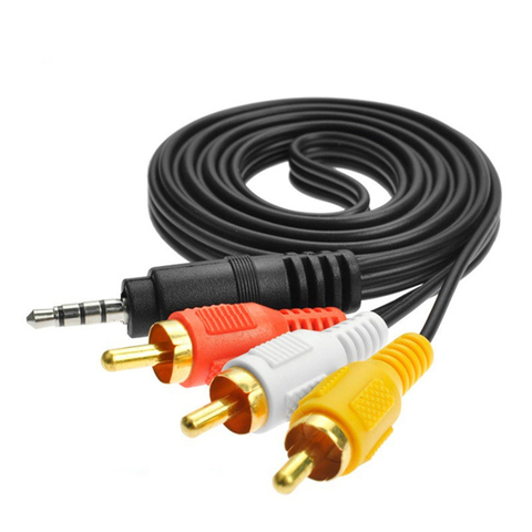 Cable de Audio y vídeo AV 3,5 a RCA macho, Conector de 1M y 3,5mm, adaptador macho a 3 RCA para altavoz, portátil, DVD y TV ► Foto 1/1