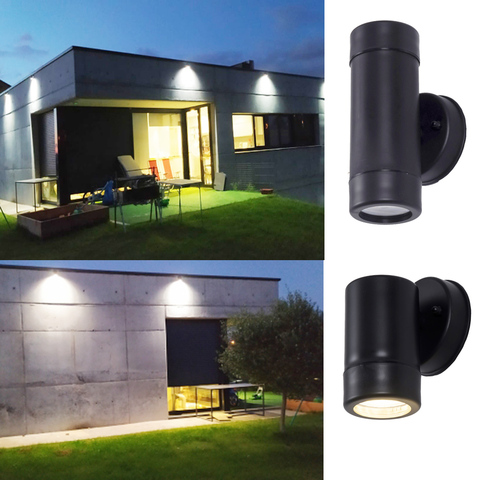 Luz Led de pared de plástico con enchufe Gu10, lámpara de pared para exteriores Ip65, impermeable, para edificio al aire libre, porche, iluminación ► Foto 1/6