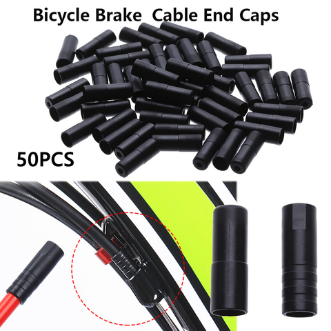 Tapas de Cable de freno/palanca de cambios para bicicleta, puntas de extremo del Cable exterior, piezas de repuesto para ciclismo de montaña, 4/5mm, color negro, 50 Uds. ► Foto 1/6