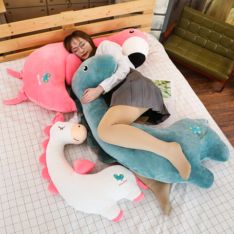 80 ~ 120cm gigante unicornio de juguete Animal relleno novio almohadas regalo para el amante de la cumpleaños de dinosaurio Flamingo mensaje almohada cama cojín ► Foto 1/6