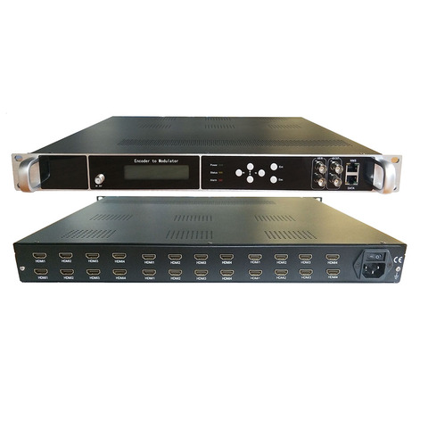 Máquina de codificación y modulación HD de 24 canales, HDMI a RF (DVB-T / C / ATSC / ISDB / DTMB) / IP / ASI Hotel TV, extremo frontal ► Foto 1/5