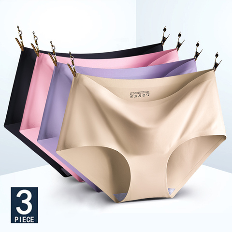 3 unids/set bragas sexis para mujer calzoncillos femeninos Braguita Invisible Pantys de Color sólido suave e íntimo Lencería M-2XL ► Foto 1/6