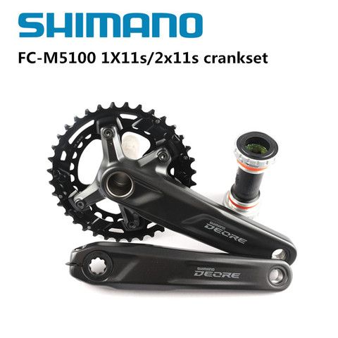 Shimano-platos y bielas Deore M5100 para bicicleta de montaña, manivela de aleación de aluminio, 36-26T, 32T, con BB52, 1x11/2x11 velocidades ► Foto 1/5