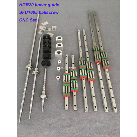 EU RU 6 uds. Conjuntos de guías lineales cuadrados HGR20-400/700/1000mm 3pc Ballscrew SFU1605 - 400/700/1000mm BK/BF Acoplamiento de piezas CNC ► Foto 1/6