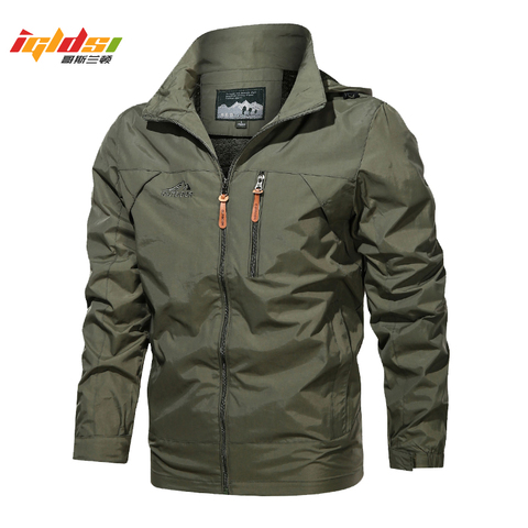 Chaquetas militares impermeables para hombre, rompevientos con capucha, abrigo informal para exteriores, ropa de otoño, chaquetas de talla grande 5XL ► Foto 1/6