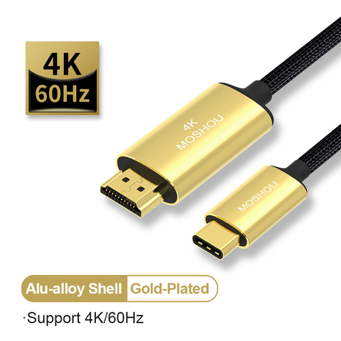 4K 60Hz USB-C compatible con HDMI Cable de tipo C a HDMI compatible con USB-C para mostrar el DP Thunderbolt 3 Adaptador convertidor ► Foto 1/5