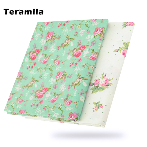 Tela de algodón con diseño de flores para el hogar, decoración textil verde, ropa de cama, retazos, muñeca acolchada, funda de tela de costura ► Foto 1/6