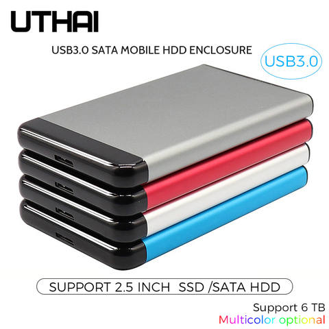 UTHAI-carcasa de HDD T44 USB3.0, caja de disco duro SSD SATA de 2,5 pulgadas, Funda de disco duro móvil multicolor, compatible con 6 TB, 2022 nuevo ► Foto 1/6