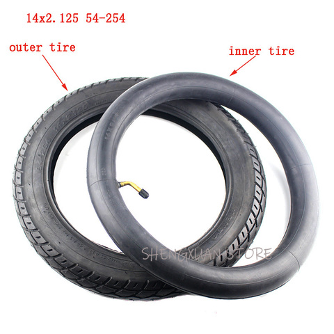 Neumático de rueda de 14 pulgadas para bicicleta eléctrica, de 14X2.125 tubo interno/54-254 compatible con muchos Scooters eléctricos de Gas y neumáticos 14X2.125, 14X125 ► Foto 1/6