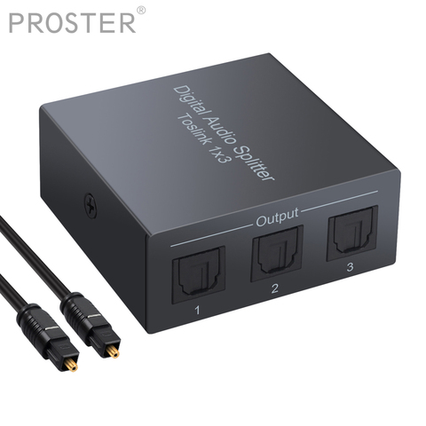 PROZOR-Divisor de Audio Digital óptico Spdif Toslink de 3 vías, una entrada, 3 salidas, divisor óptico, compatible con LPCM2.0 dts-ac3 ► Foto 1/6