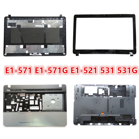 Cubierta trasera LCD para ordenador portátil Acer, Cubierta superior con bisel frontal LCD, reposamanos y cubierta de la Base inferior, para E1-571, E1-571G, 531, 531G, E1-521 ► Foto 1/6