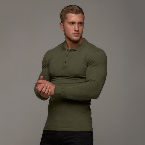 Polo de algodón transpirable para hombre, camisa de manga larga para Fitness, ropa de marca, Otoño, nueva marca ► Foto 1/6