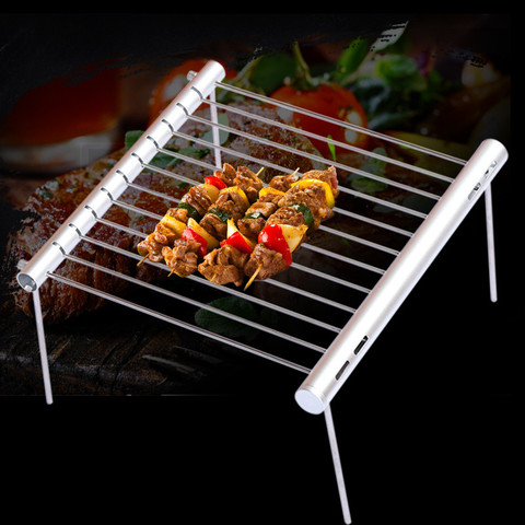 Parrilla de barbacoa portátil de acero inoxidable, parrilla de barbacoa plegable, Mini Parrilla de barbacoa de bolsillo, accesorios para barbacoa para uso en parques domésticos ► Foto 1/6