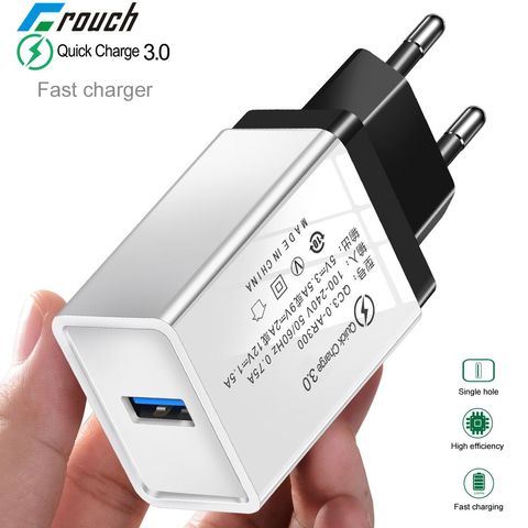 Crouch-cargador rápido de pared para móvil, Cargador USB 3,0 de 5V/3A para iPhone XS, 7, 8, QC 3,0, EU, Samsung, Xiaomi, mi9, Huawei y LG ► Foto 1/6