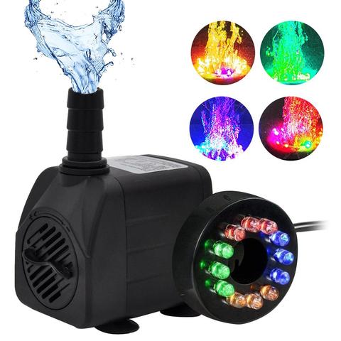 Fuente filtro de agua para estanque de peces, bomba de agua de Acuario, Ultra silenciosa y sumergible, 10W, 12 luces ► Foto 1/6