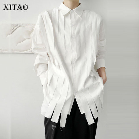 XITAO-blusa blanca plisada de manga larga para otoño, camisa holgada de estilo informal, con flecos, 2022 ► Foto 1/6