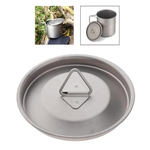 Aleación de titanio, portátil taza tapa exterior Camping cobertor de soporte para vaso de agua con mango 85mm para ollas sartenes Camping ► Foto 1/1