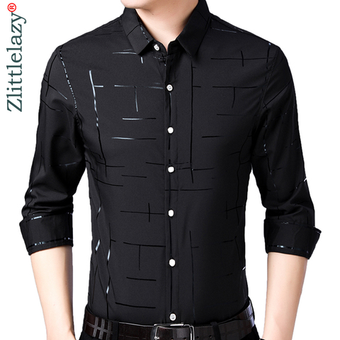 2022 marca Casual Plaid de lujo de talla grande de manga larga Slim Fit camisa de los hombres de primavera vestido Social camisas hombres Fashions Jersey 41607 ► Foto 1/6