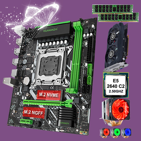 HUANANZHI X79 6M placa base combo de descuento de hardware de computadora CPU Intel Xeon E5 2640 con enfriador RAM 32G(2*16G) RECC GTX750TI 2G ► Foto 1/6