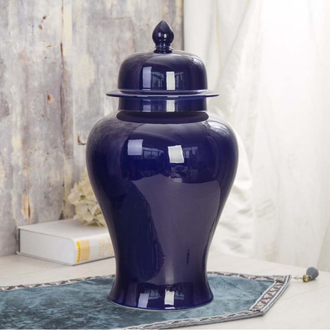 Jingdezhen de Ginger Jar florero azul de porcelana Templo de arreglo de flores de jarras de contenedores ► Foto 1/5