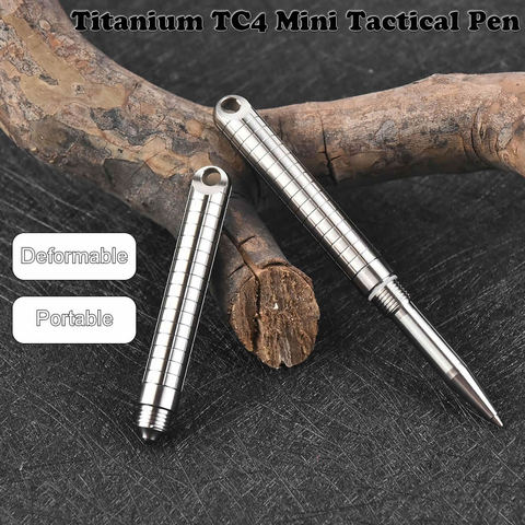 Mini bolígrafo táctico portátil de titanio TC4, multifunción, Pluma de negocios de defensa personal, interruptor de vidrio de emergencia, herramienta EDC, regalo ► Foto 1/6