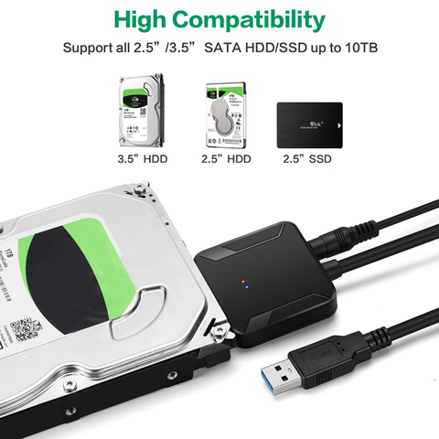 Adaptador de Cable USB 3,0 a SATA 3, convertidor de Cables, compatible con disco duro externo de 2,5/3,5 pulgadas, adaptador de disco duro SSD ► Foto 1/6