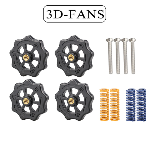 Piezas de impresora 3D Kit de nivelación de resorte de cama calefactable tuerca de ajuste + resortes + juego de cama térmica de tornillo para CR-10 Ender 3 MK3 hotbed ► Foto 1/6