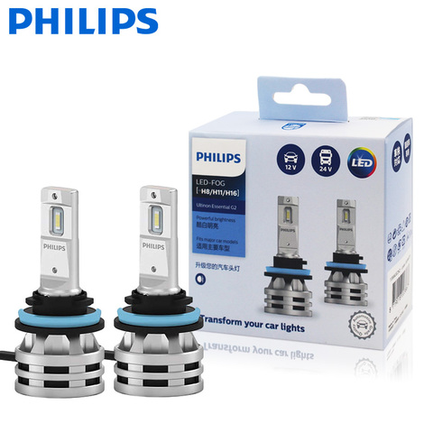 Philips-faros LED Ultinon Essential G2 para coche, lámparas antiniebla originales, 6500K, H8/H11/H16, 12/24V, 24W, PGJ19, 1136ue2x2, 2 uds. ► Foto 1/6