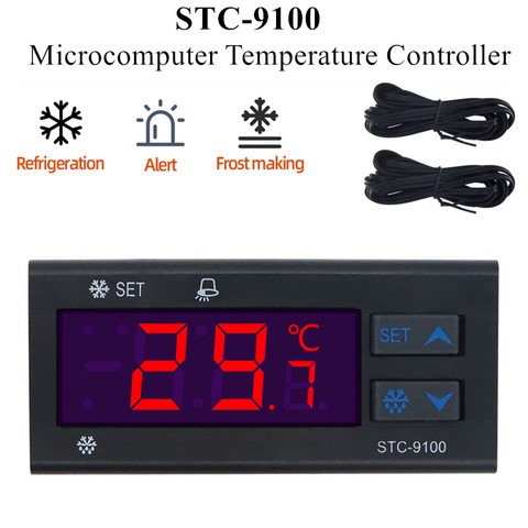 Controlador de temperatura de microordenador STC-9100, congelador para almacenamiento en frío, alarma de enfriamiento contra escarcha, Sensor Dual, 40% de descuento ► Foto 1/6