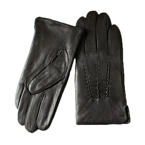 Guantes de cuero para hombre, estilo de botón recto, forro de terciopelo fino, cálido, Otoño Invierno, cuero partido, envío gratis ► Foto 1/6