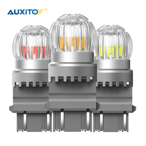AUXITO-Luz LED de freno para coche DRL T25 3157 P27W P27/7W, luz de estacionamiento inverso de 12V, color ámbar, blanco y rojo, 3030SMD 3156 bombilla LED para lámpara, 2 uds. ► Foto 1/6