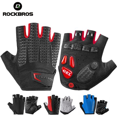 ROCKBROS-guantes antideslizantes 2022 para ciclismo, de ciclismo de montaña, transpirables, con medio dedo y antideslizantes, para hombre ► Foto 1/6