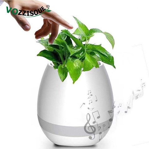 Macetas de plástico con altavoz y Bluetooth para plantas inteligentes, luz LED nocturna táctil, diseño para el hogar, macetas decorativas para escritorio ► Foto 1/6