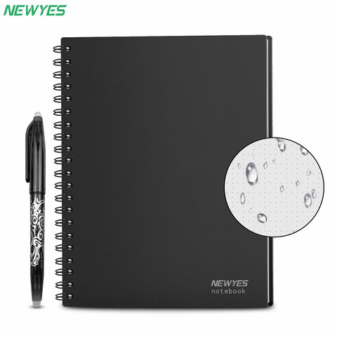 Cuaderno de escritura inteligente reutilizable borrable mojado A4 de NeWYeS, papel impermeable negro, Autoescaneo, personalizado, cable de regalo, encuadernado, notas en espiral ► Foto 1/6