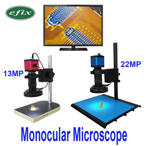 13MP HDMI VGA /22MP HD USB TF microscopio Monocular lente de cámara digital 56 LED luz gran banco de trabajo soporte reparación soldadura teléfono ► Foto 1/6