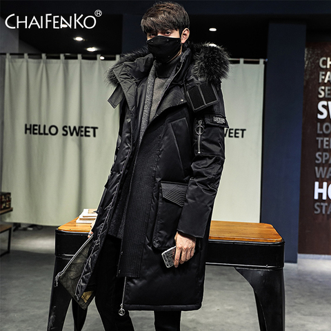 CHAIFENKO 2022 marca invierno cálido chaqueta de los hombres de negocios casuales largo y grueso Abrigo con capucha rompe viento para hombres de moda Parkas hombres ► Foto 1/6