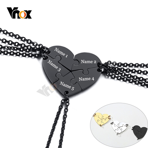 Vnox-collares BFF para mujeres y hombres, colgante personalizado de acero inoxidable con corazón de rompecabezas, mejores amigos, regalos de amistad, joyería, 5 uds. ► Foto 1/1