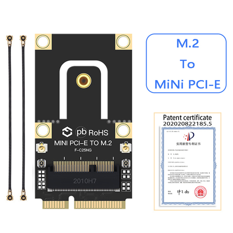Adaptador inalámbrico M.2 NGFF a Mini PCI-E, convertidor con 4 antenas IPEX para Wifi6, Intel AX210, AX200, 9260, Wifi, Bluetooth 5,0, tarjeta ► Foto 1/6
