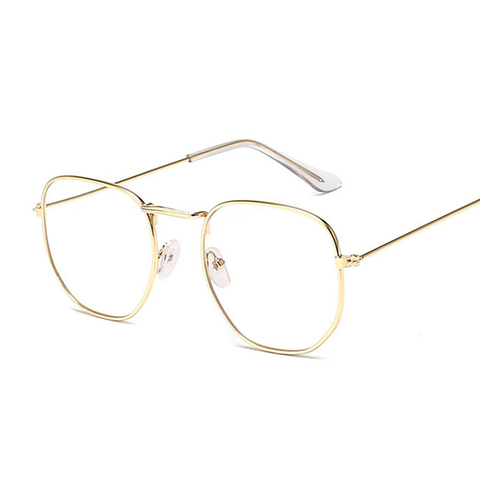 Gafas pequeñas hexagonales con montura dorada para hombre y mujer, lentes Ópticas Clásicas Retro, transparentes, transparentes ► Foto 1/5