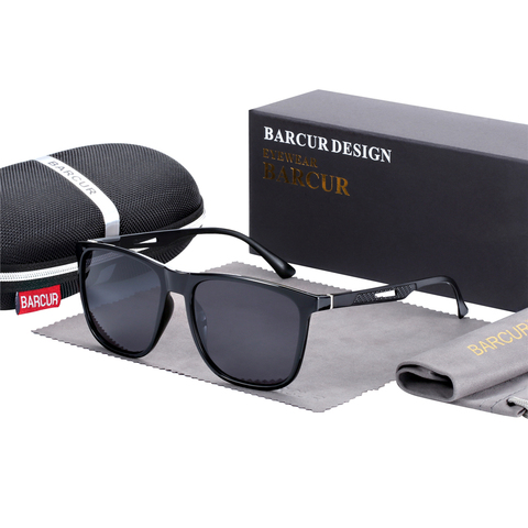 BARCUR-Gafas De Sol cuadradas polarizadas para hombre y mujer, lentes De Sol deportivas De aluminio Magnenium Temples TR90 con montura ► Foto 1/6