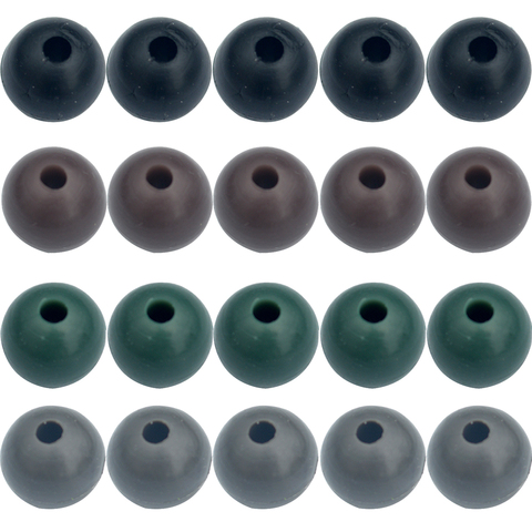 Pesca de la carpa cuentas 100 unids/lote ronda de goma suave negro verde marrón Grey pesca plataforma perlas 4mm/5mm/6mm/7mm/8mm ► Foto 1/5