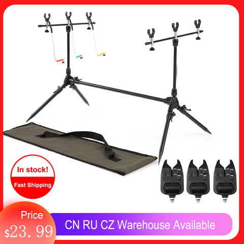 Lixada-soporte ajustable para caña de pescar, soporte retráctil para carpas, con 3 alarmas de mordida e indicadores intercambiables ► Foto 1/6